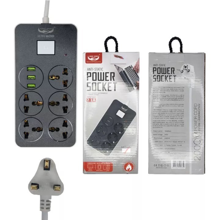 LUCKY HAWK LH-T102U 2.1A 3 USB PORT AND 5 ANTI-STATIC POWER SOCKET